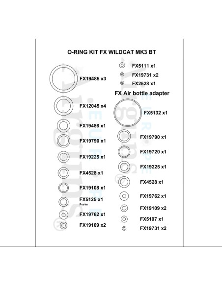 O-ring Kit Fx Mav / Wild MK3 Bottle.